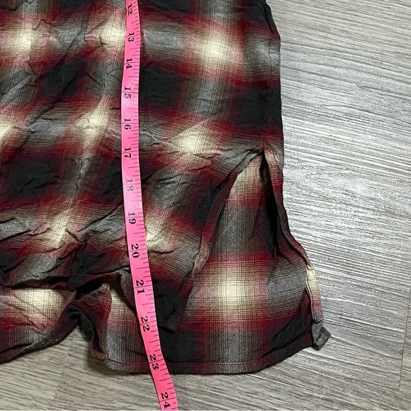 All Saints Womens Red Black Checked Tank Top Knot Hem Size 0 - Picture 5 of 6